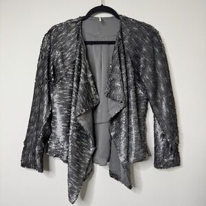 Free People Dark Silver Grey Matte Sequin Jacket Size XS